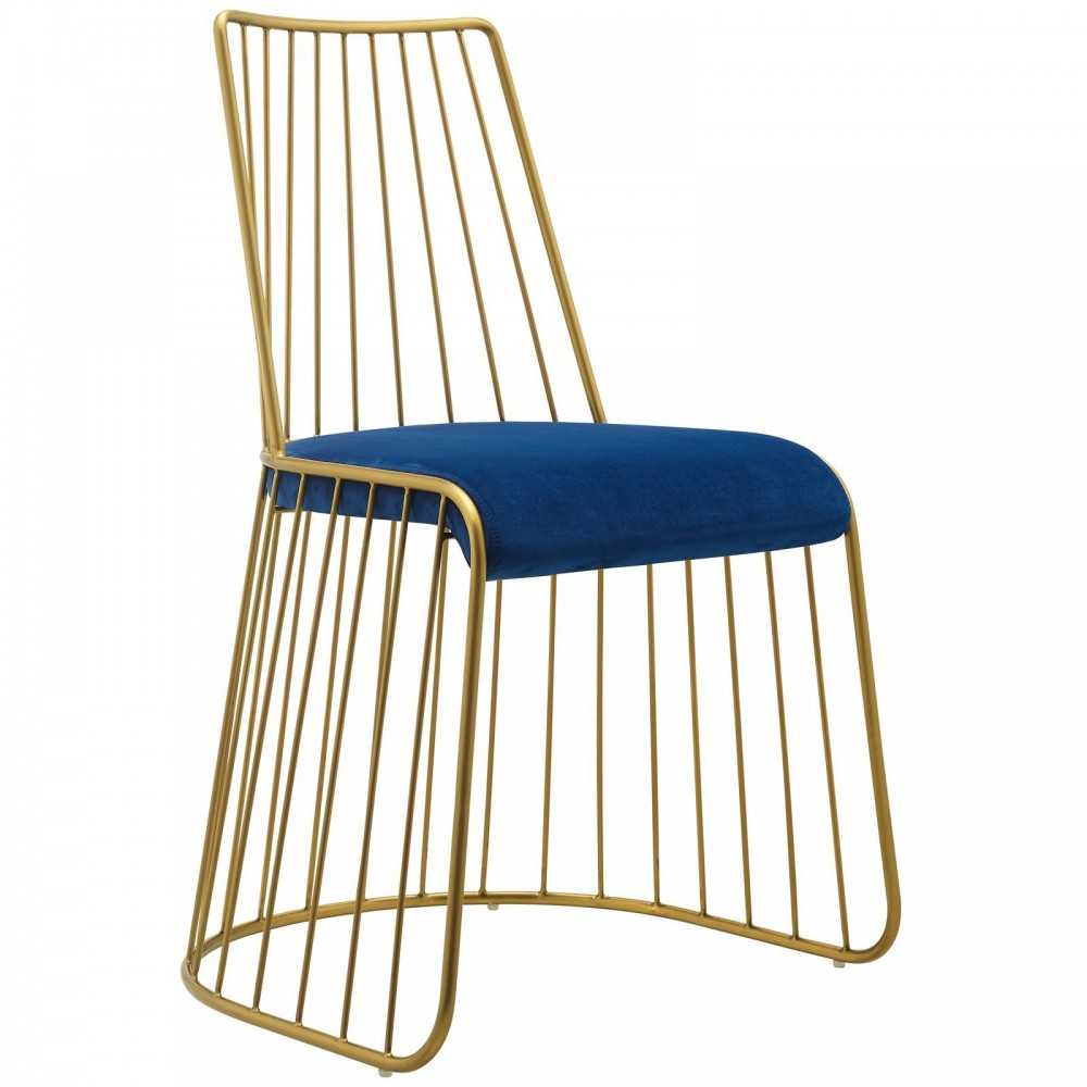 Rivulet Gold Stainless Steel Performance Velvet Dining Chair