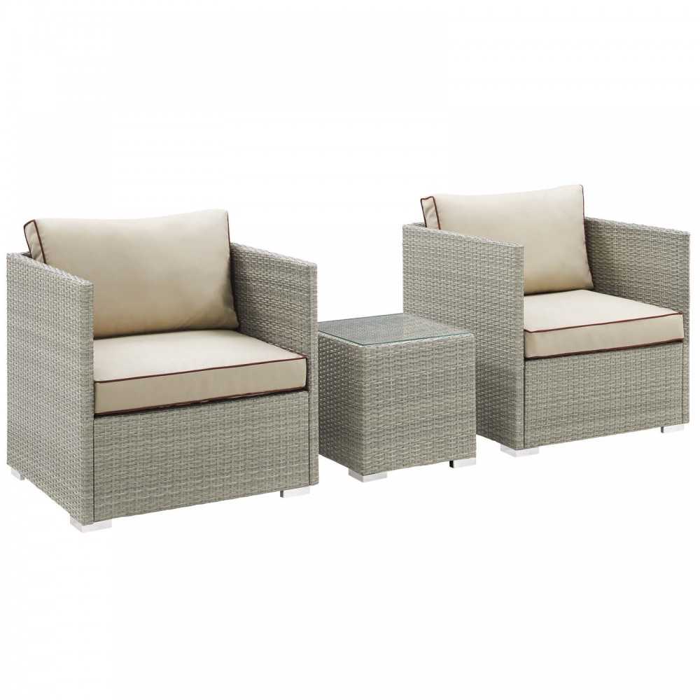 Repose 3 Piece Outdoor Patio Sectional Set Repose 3 Piece Outdoor Patio Sectional Set