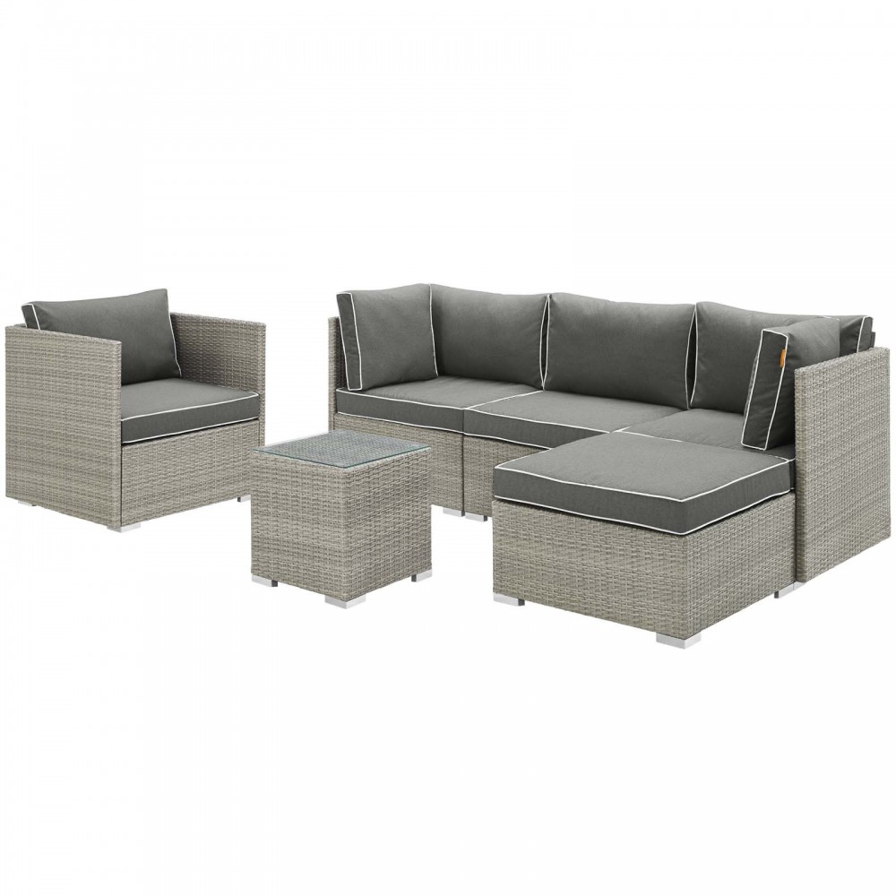 Repose 6 Piece Outdoor Patio Sectional Set Repose 6 Piece Outdoor Patio Sectional Set