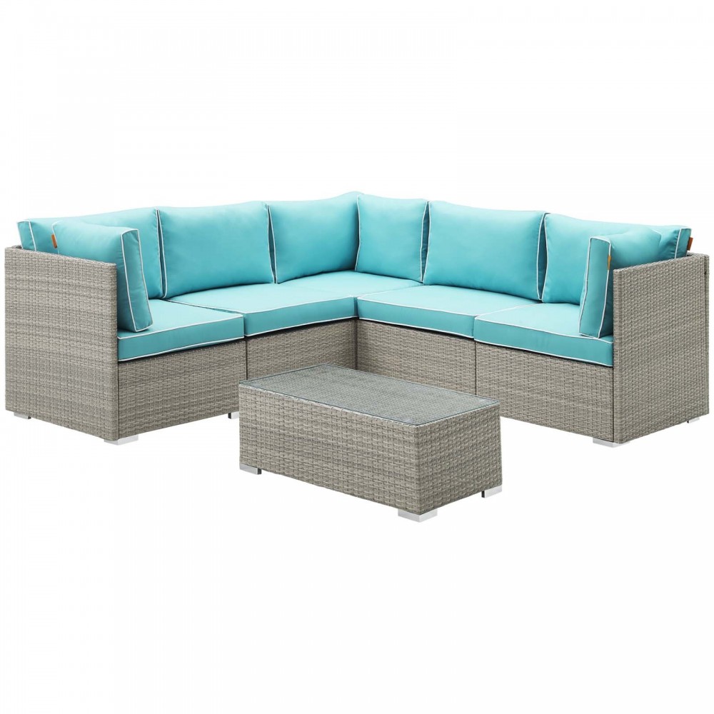 Repose 6 Piece Outdoor Patio Sectional Set Repose 6 Piece Outdoor Patio Sectional Set
