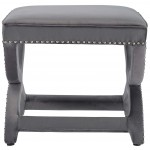 Expound Upholstered Nailhead Trim Performance Velvet Ottoman