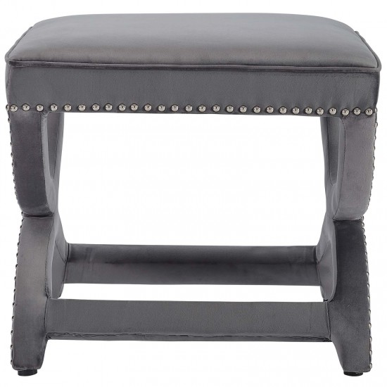 Expound Upholstered Nailhead Trim Performance Velvet Ottoman