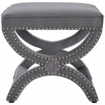 Expound Upholstered Nailhead Trim Performance Velvet Ottoman