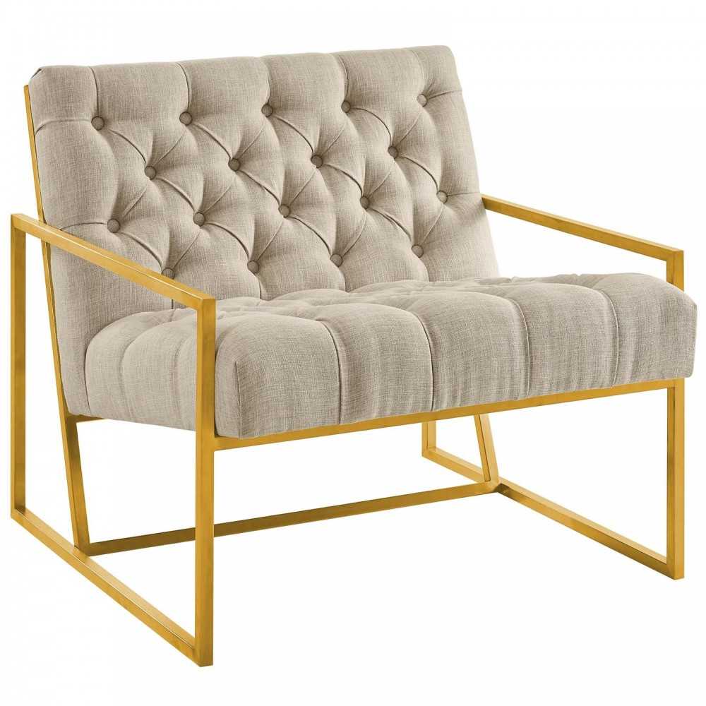 Bequest Gold Stainless Steel Upholstered Fabric Accent Chair