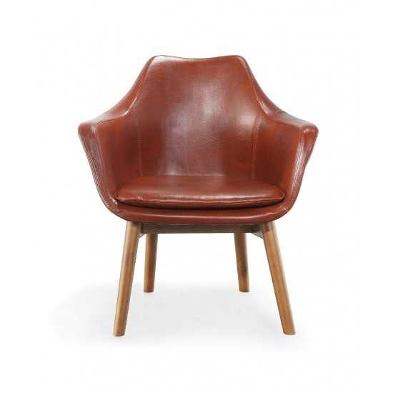 Cronkite Faux Leather Accent Chair in Brown and Walnut