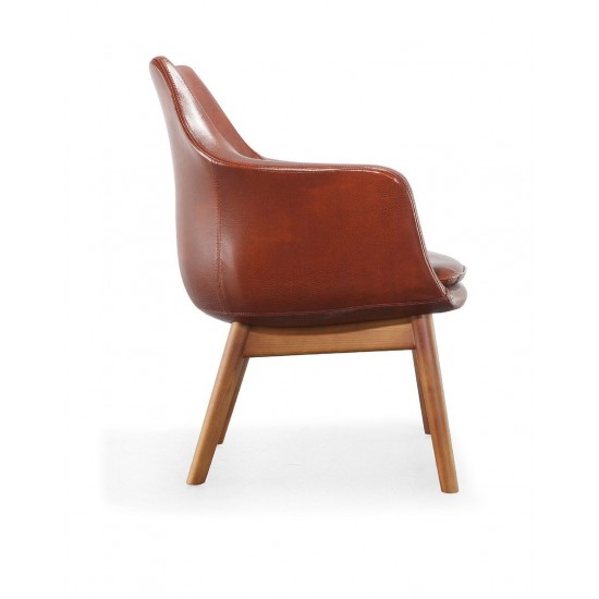 Cronkite Faux Leather Accent Chair in Brown and Walnut