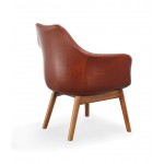 Cronkite Faux Leather Accent Chair in Brown and Walnut