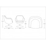 Caisson Faux Leather Swivel Accent Chair in White and Polished Chrome