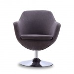 Caisson Swivel Accent Chair in Grey and Polished Chrome