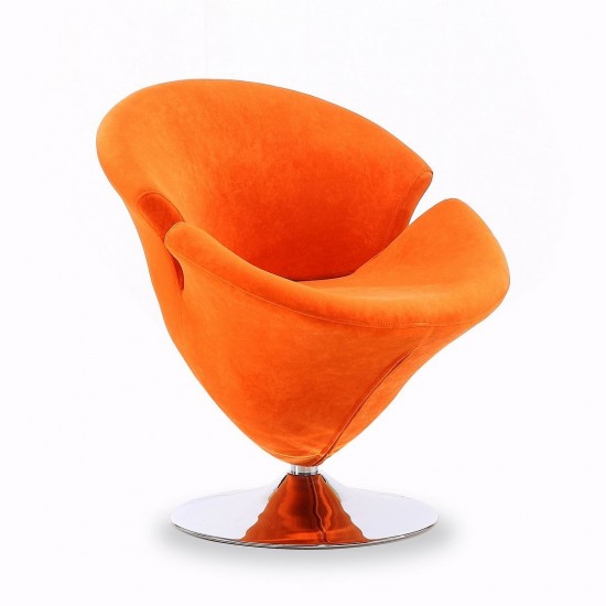 Tulip Swivel Accent Chair in Orange and Polished Chrome