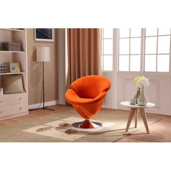 Tulip Swivel Accent Chair in Orange and Polished Chrome