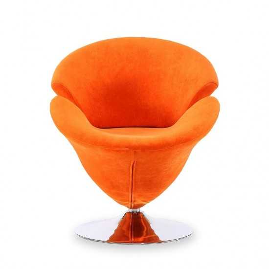 Tulip Swivel Accent Chair in Orange and Polished Chrome