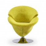 Tulip Swivel Accent Chair in Green and Polished Chrome