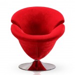 Tulip Swivel Accent Chair in Red and Polished Chrome