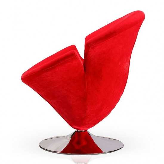 Tulip Swivel Accent Chair in Red and Polished Chrome