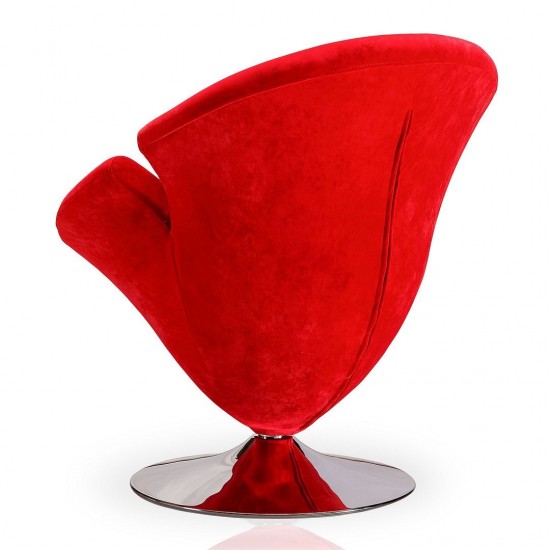 Tulip Swivel Accent Chair in Red and Polished Chrome