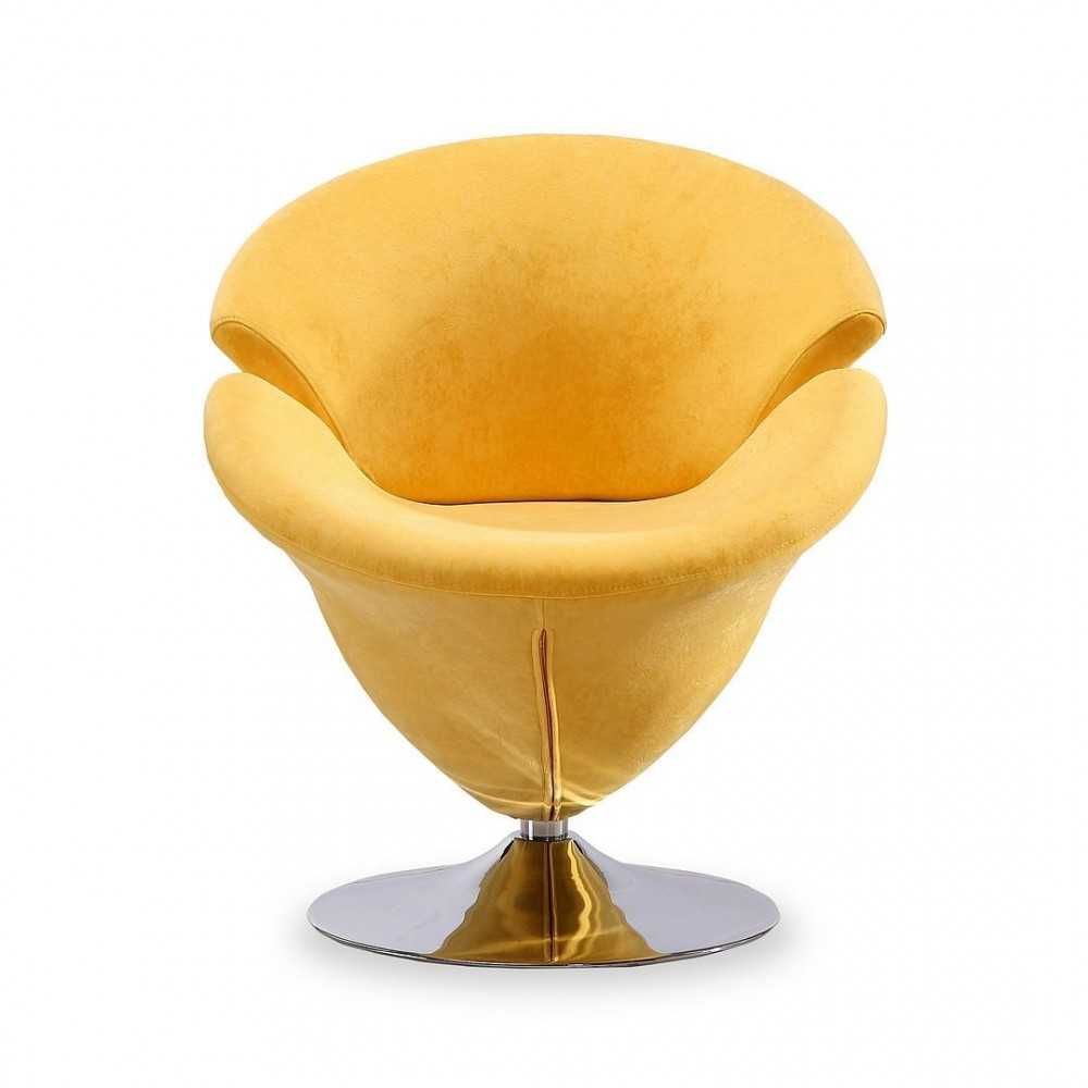 Tulip Swivel Accent Chair in Yellow and Polished Chrome