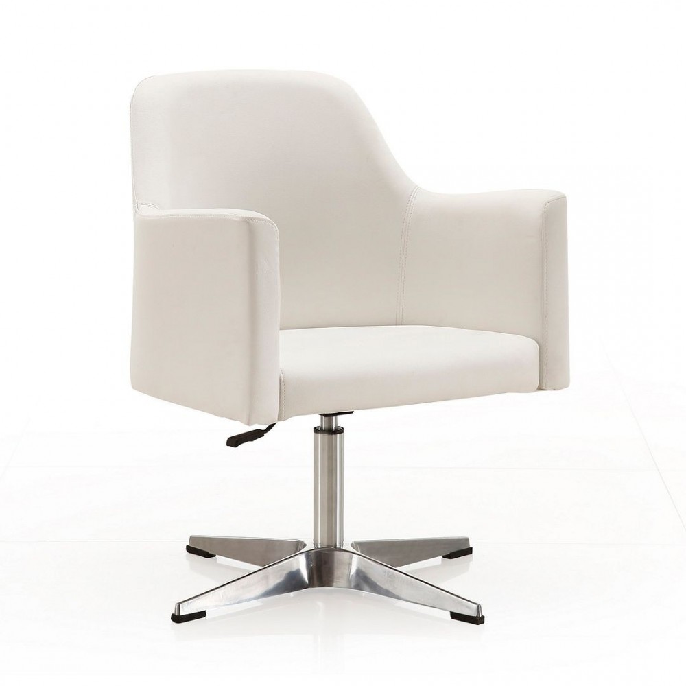 Pelo Adjustable Height Swivel Accent Chair in White and Polished Chrome Pelo Adjustable Height Swivel Accent Chair in White and Polished Chrome