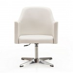 Pelo Adjustable Height Swivel Accent Chair in White and Polished Chrome