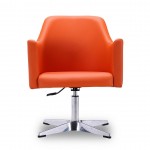 Pelo Adjustable Height Swivel Accent Chair in Orange and Polished Chrome