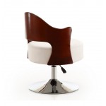 Bopper Adjustable Height Swivel Accent Chair in White and Polished Chrome