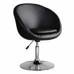 Hopper Swivel Adjustable Height Faux Leather Chair in Black and Polished Chrome