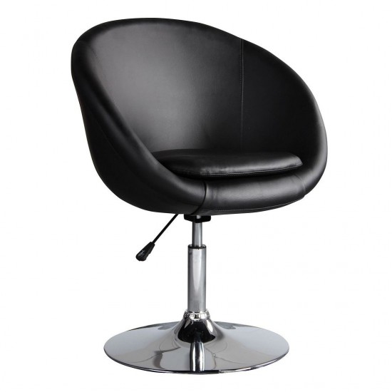Hopper Swivel Adjustable Height Faux Leather Chair in Black and Polished Chrome