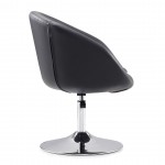 Hopper Swivel Adjustable Height Faux Leather Chair in Black and Polished Chrome