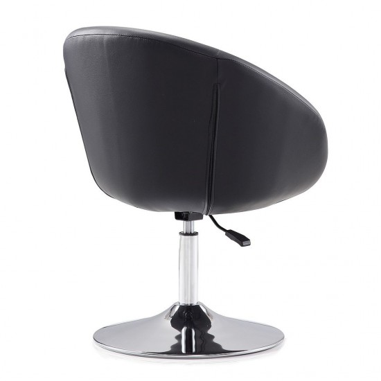 Hopper Swivel Adjustable Height Faux Leather Chair in Black and Polished Chrome