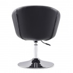 Hopper Swivel Adjustable Height Faux Leather Chair in Black and Polished Chrome