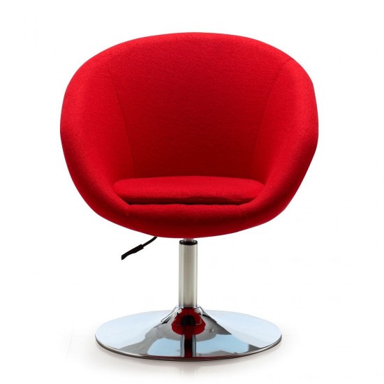 Hopper Swivel Adjustable Height Chair in Red and Polished Chrome