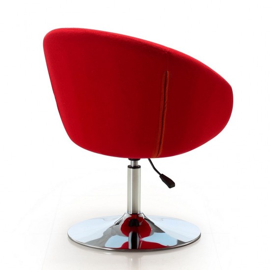 Hopper Swivel Adjustable Height Chair in Red and Polished Chrome