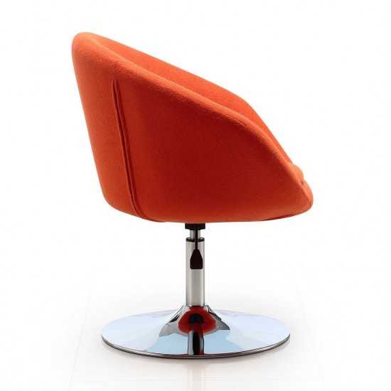 Hopper Swivel Adjustable Height Chair in Orange and Polished Chrome