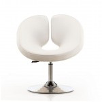 Perch Adjustable Faux Leather Chair in White and Polished Chrome