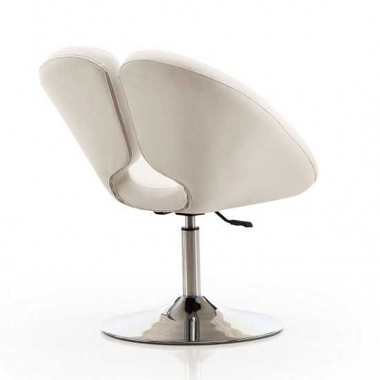 Perch Adjustable Faux Leather Chair in White and Polished Chrome