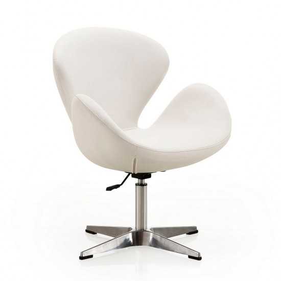 Raspberry Faux Leather Adjustable Swivel Chair in White and Polished Chrome