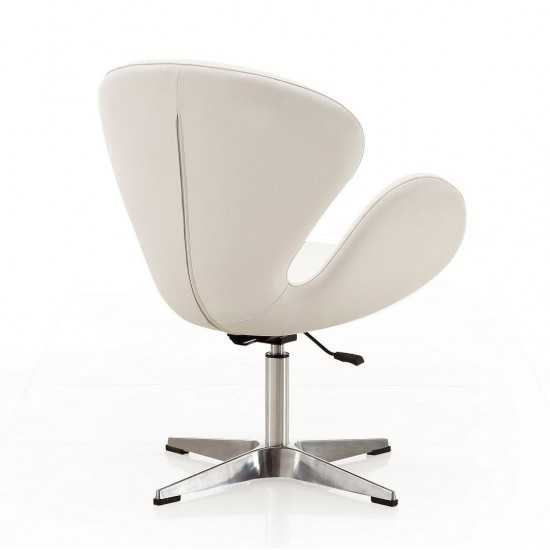 Raspberry Faux Leather Adjustable Swivel Chair in White and Polished Chrome