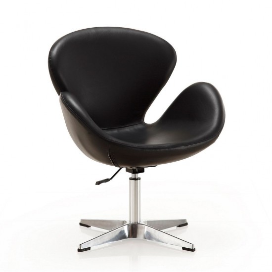 Raspberry Faux Leather Adjustable Swivel Chair in Black and Polished Chrome