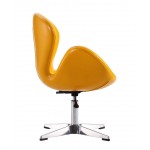 Raspberry Faux Leather Adjustable Swivel Chair in Yellow and Polished Chrome