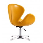 Raspberry Faux Leather Adjustable Swivel Chair in Yellow and Polished Chrome