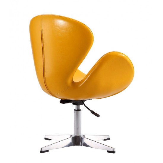 Raspberry Faux Leather Adjustable Swivel Chair in Yellow and Polished Chrome