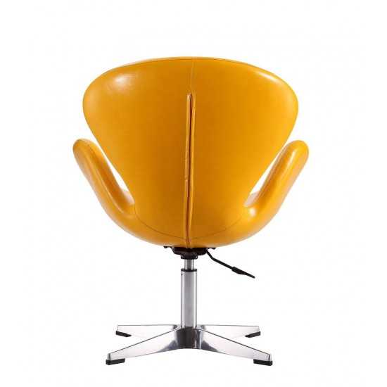 Raspberry Faux Leather Adjustable Swivel Chair in Yellow and Polished Chrome