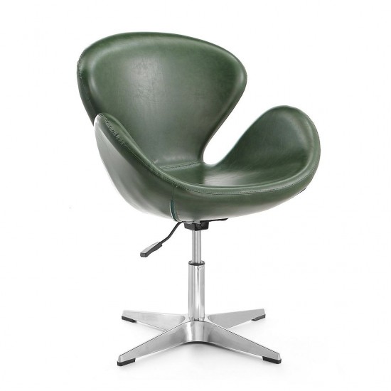 Raspberry Faux Leather Adjustable Swivel Chair in Forest Green and Polished Chrome