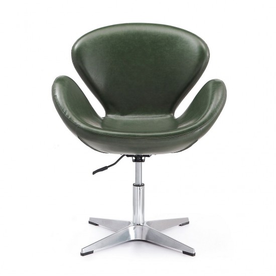 Raspberry Faux Leather Adjustable Swivel Chair in Forest Green and Polished Chrome