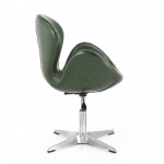 Raspberry Faux Leather Adjustable Swivel Chair in Forest Green and Polished Chrome