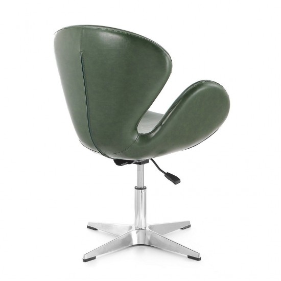 Raspberry Faux Leather Adjustable Swivel Chair in Forest Green and Polished Chrome