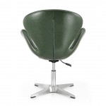 Raspberry Faux Leather Adjustable Swivel Chair in Forest Green and Polished Chrome