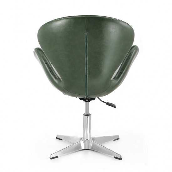 Raspberry Faux Leather Adjustable Swivel Chair in Forest Green and Polished Chrome