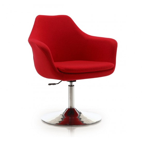 Kinsey Adjustable Height Swivel Accent Chair in Red and Polished Chrome