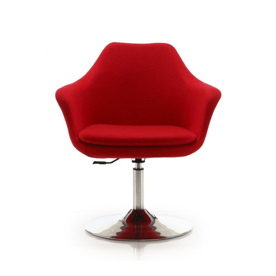 Kinsey Adjustable Height Swivel Accent Chair in Red and Polished Chrome